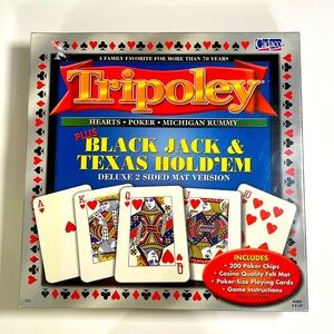 NEW Tripoley deluxe 2 sided mat. Heart poker rummy blackjack in Texas hold-em.